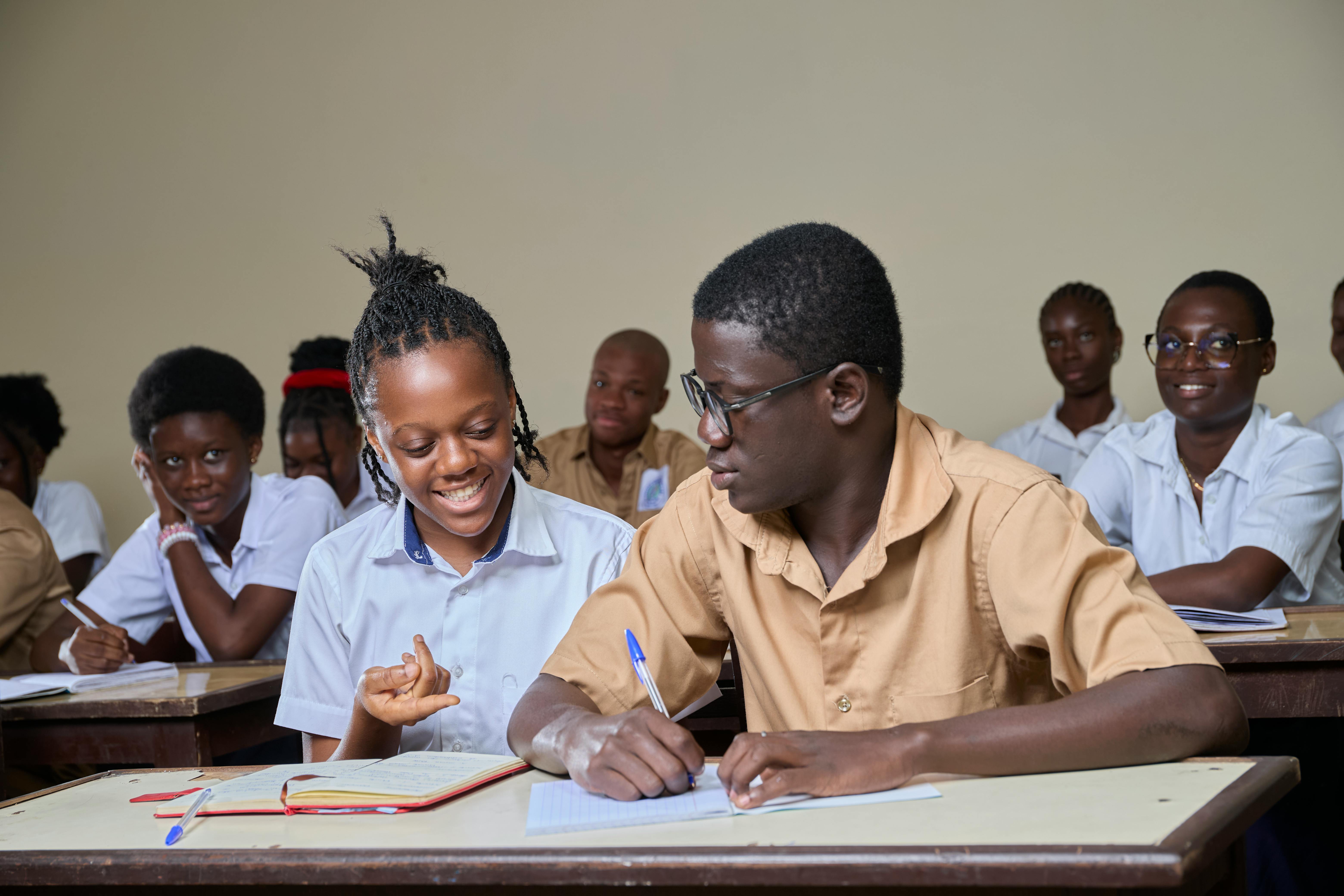 Secondary school students in classroom